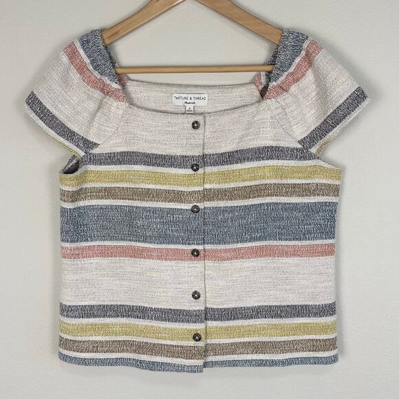 MADEWELL | Texture & Thread Button-Front Top in Stripe Cotton EUC | Medium - Picture 5 of 10